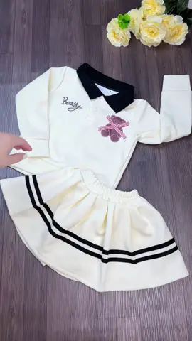 Sét váy thu đông áo dài cổ bẻ chân váy xếp ly xoè bông xinh cho bé gái  #mebevyne#setaovaychobe#setaochanvaybegai#setvayxinhbegai#thoitrangbegai 