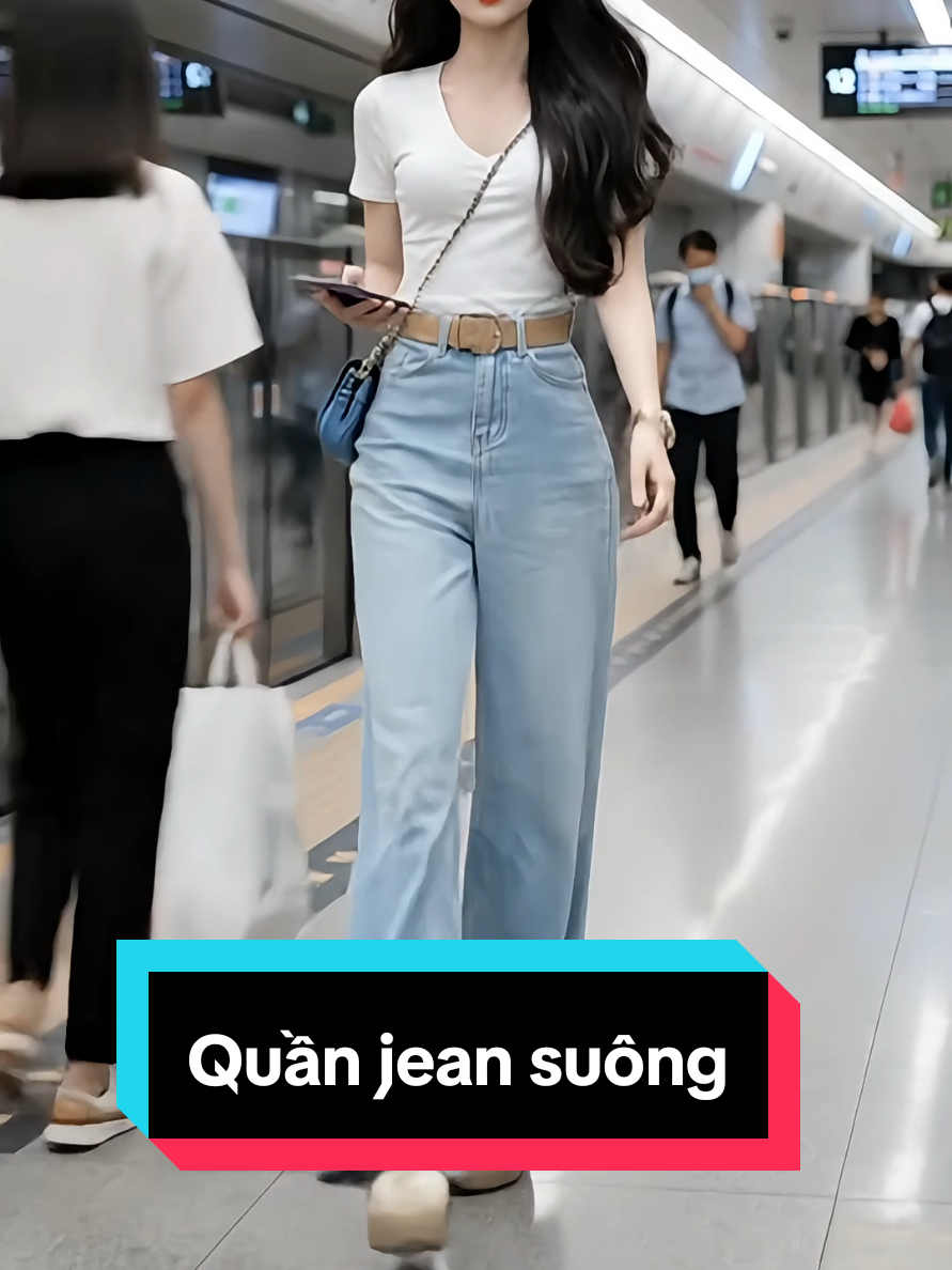 Quần jean suông ống rộng cạp cao màu sáng #jeanongrong #jeansuong #quanjeansuong @Thủy Shop 