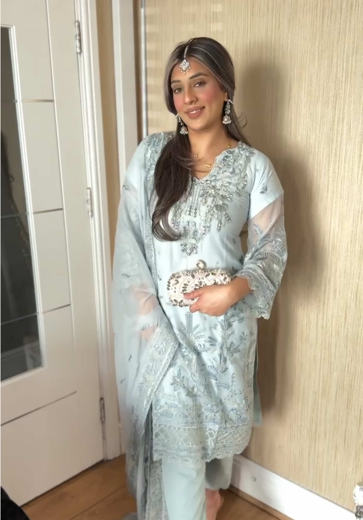 Cool tones, calm vibes ❄️ Ice-blue never looked this graceful . . . #DesiStyle #ShalwarKameez #EthnicWear #DesiFashion #pakistanifashion 