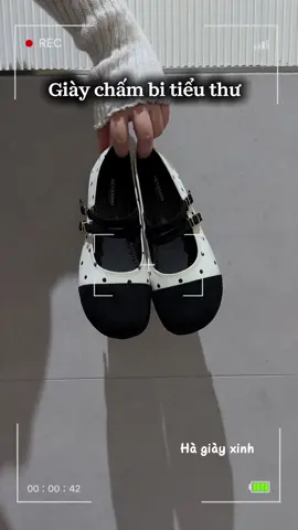 Giày búp bê nữ bệt chấm bi phối nỉ xinh tiểu thư lắm luôn  #viralvideo #giaynuxinh #giaybupbenu #giaybetnu #hagiayxinh 