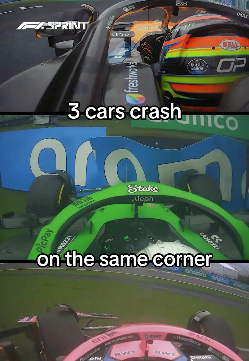 oscar, nico and franco all found the same puddle within moments of each other 😓 #f1 #f1sprint #brazilgp #oscarpiastri 