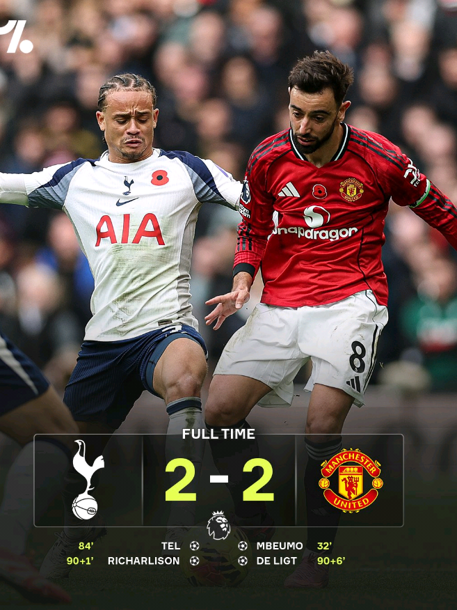 MANCHESTER UNITED OO KALINTA LBAAD SO GASHAY LKN UGU DANBEN CIYARTA WAXAY KU DHAMTAY MANCHESTER UNITED 2-2 TOTTENHAM 🔥🤯#fyp #cafu123 