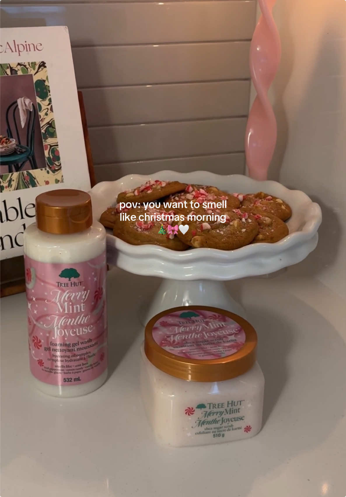 I don’t know about you, but I love smelling like holiday baked goods 🎀🎄 The new Merry Mint collection from @Tree Hut at @Shoppers Drug Mart  is the perfect holiday scent combo — peppermint, vanilla & sugar all in one. #TreeHutPartner #TreeHut  . .#showerroutine #bedtimeroutine #wellness 