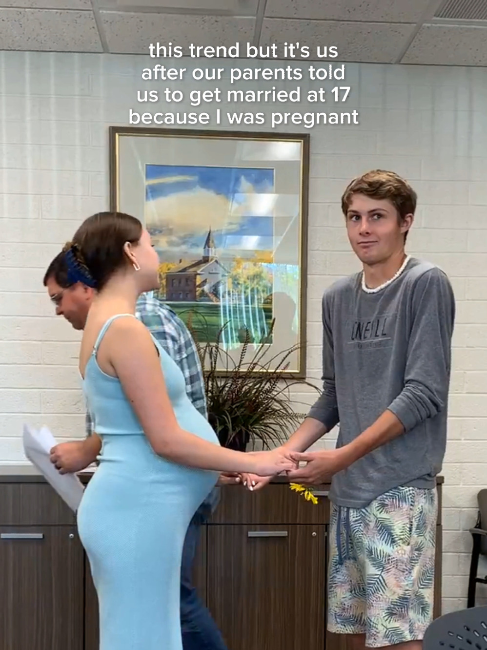 yeah... 🤣 Getting pregnant at 16 is not normal, and it shouldn't be. We started dating at 14. I was on birth control when I got pregnant at 16. It is definitely NOT what we wanted or what we had planned. But I got pregnant. We made the choice to keep our baby, knowing it was going to be hard, and it was. Skyler stepped up and got a job, and worked his ass off until he could find a better job. We both graduated early, got married, and did everything we could to make our situation work. He now has a really good job, we just bought our first home, we have 2 happy healthy kids and have been together for almost 8 years. It was HARD and if we could have done all of this later, we would have. Unfortunately, we didn't know birth control wasn't 100% effective at the time. But this is our life, and we're happy and thriving now. I am not proud that I got pregnant at 16, but I am proud of how we handled it.   #teenparents #marriage #funny #relationships #storytime 