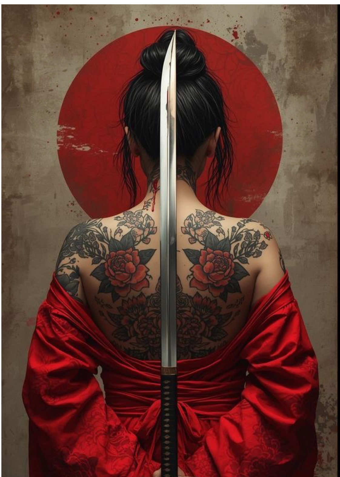 >>> with the fluid grace of crimson silk, she reveals her power and a deadly focus. this stunning dance of steel and beauty is a seductive vision of danger. #digitalartwork #geisha #reddress #reddressgirl #femalewarrior 