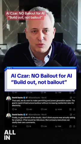 AI Czar: NO Bailout for AI “Build out, not bailout”