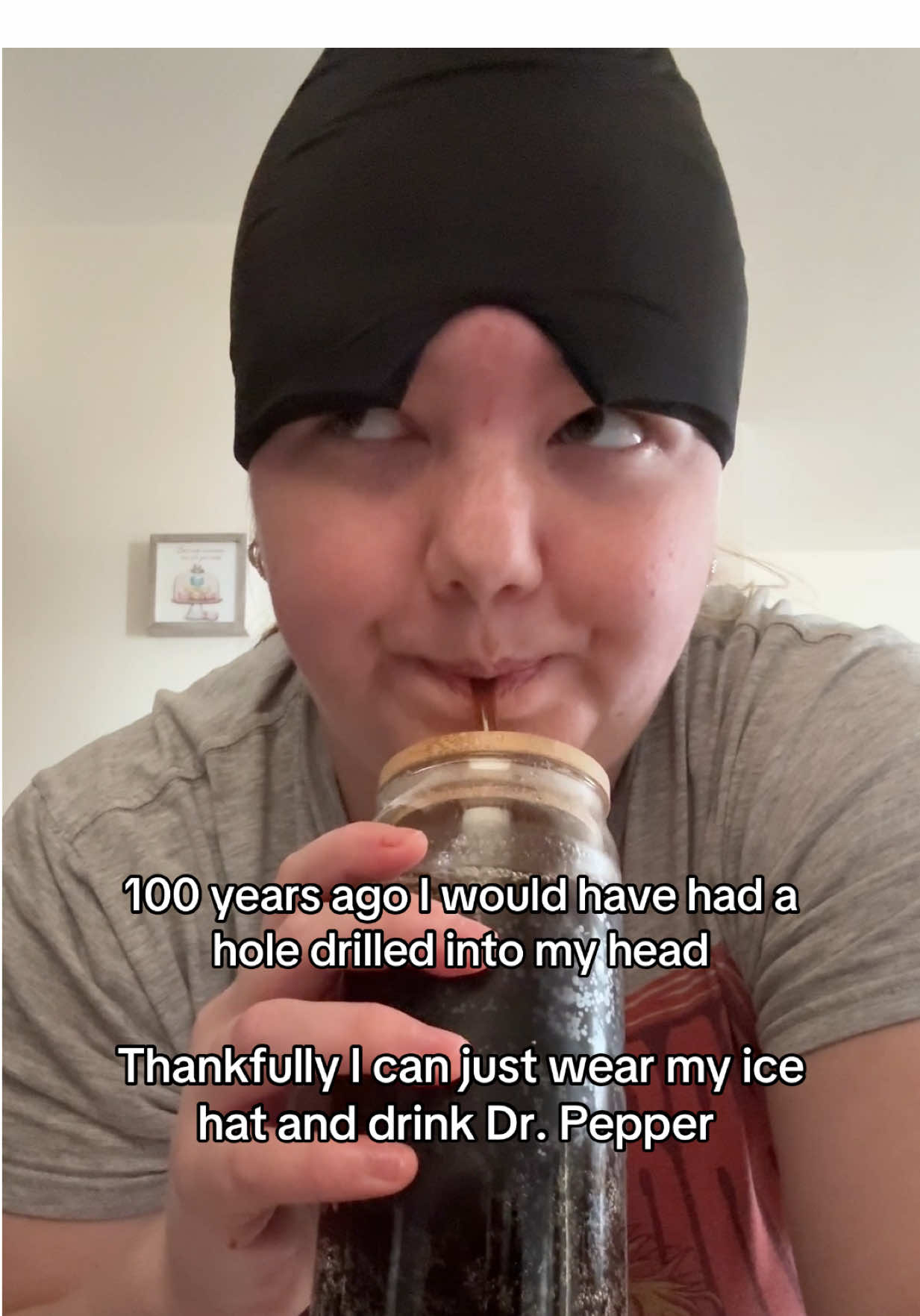 Migraine thoughts 🥀  Trying to hype myself up to take my rizatriptan odt 😝  #MigraineGirlies #IceHat #ChronicMigraine #DrPepper #fyp 