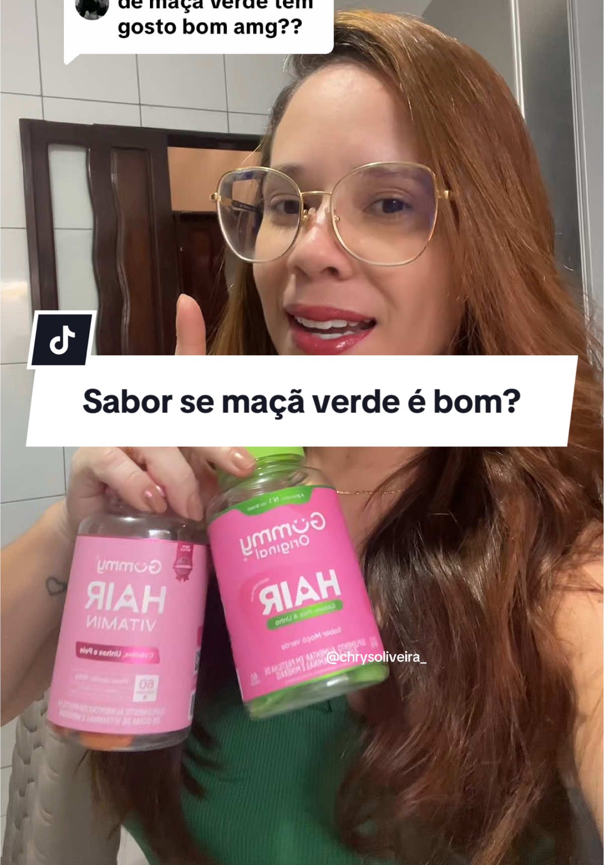 Respondendo a @hanay🫠  maçã verde é meu sabor favorito do momento 🙆🏼‍♀️😉 #gummy #cabelos #pele #unha #gummyhair 