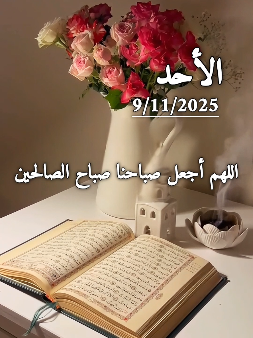 دعاء يوم الأحد 9/11/2025. اللهم أجعل صباحنا صباح الصالحين🤲🌹♥️🌺🌿 #دعاء_الصباح #الاحد #دعاء_يوم_الاحد #صباحكم_معطر_بذكر_الله #صباح_الخير 