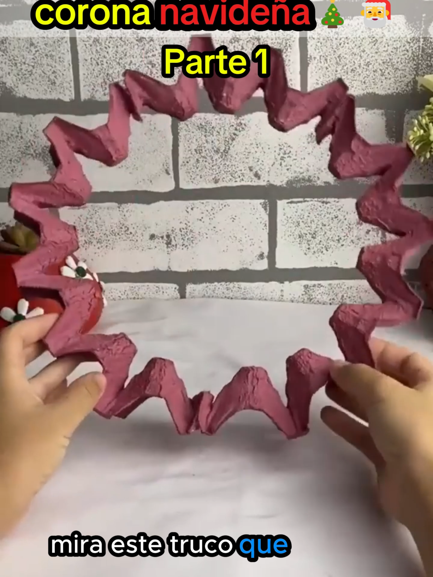 De cartón de huevo a corona navideña🎅 #LifeHack #fyp #Craft #videoviral #Manualidades #ideasen5minutos #merrychristmas #Navidad #feliznavidad