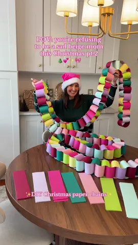 Welcome back to officially saying goodbye to sad beige Christmas & hello to fun, whimsical colorful Christmas!🤭🎄💖 this week we’re making DIY paper chain garlands to bring some color & nostolgia in my Christmas decor!🙈✨  #ColorfulChristmas #DIYChristmas #paperchain #christmasgarland #creatorsearchinsights 