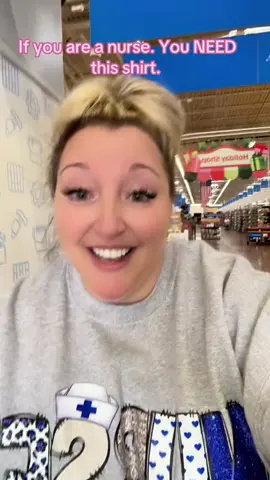 Went into Walmart to get a few groceries for the weekend and the lady at the  cash register really loved my shirt!!! If you are a nurse and love blue and white, this is the shirt for you #perfectgift #nurselife #nursetok #giftsforher #nurseshirt 