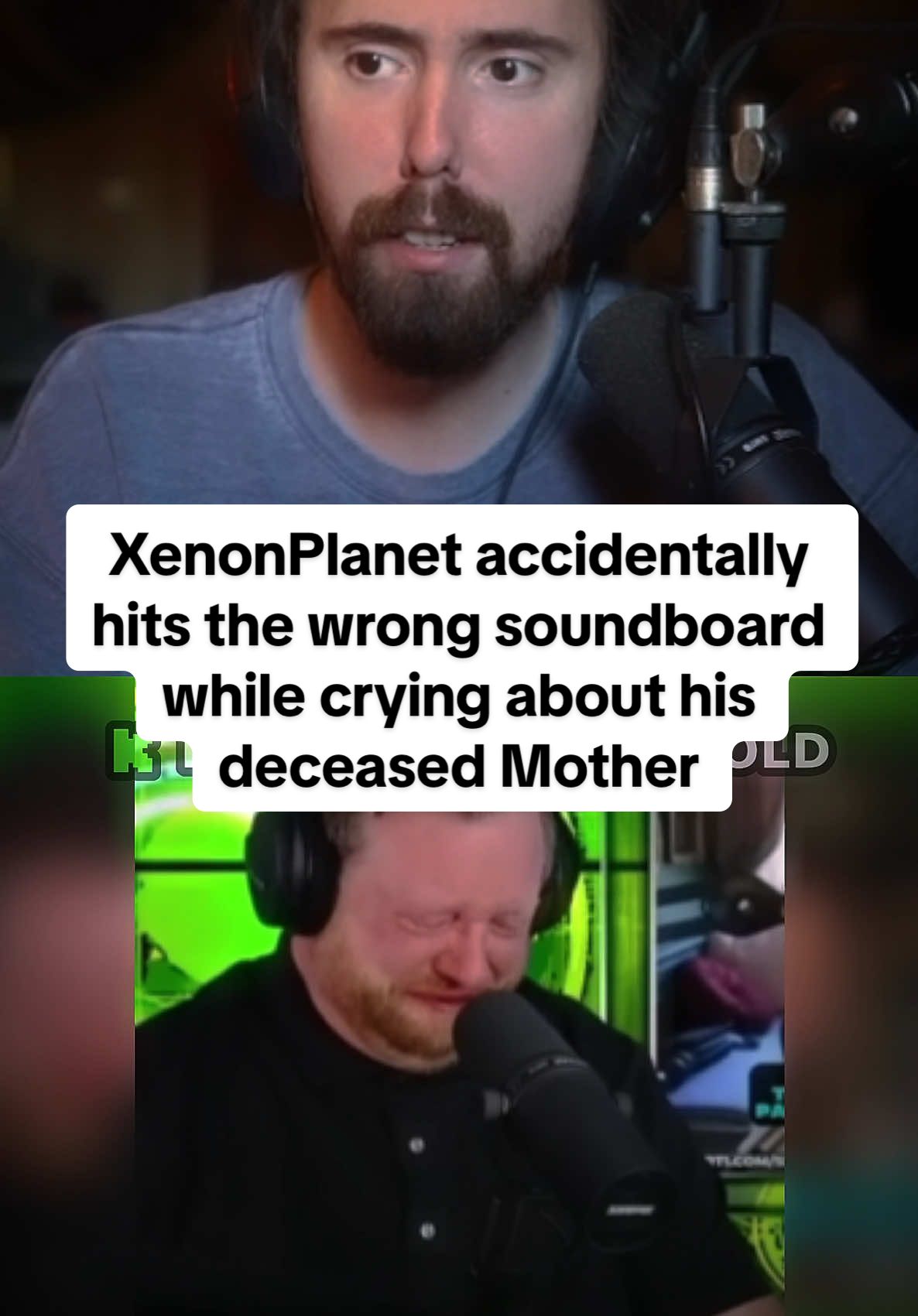 XenonPlanet accidentally hits the wrong soundboard while crying about his deceased Mother #crying #mother #asmongold 