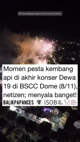 Pesta kembang api menjadi penutup yang meriah dalam konser Dewa 19 yang digelar di BSCC Dome, Kota Balikpapan, pada Sabtu malam, 8 November 2025. Ribuan masyarakat memadati kawasan tersebut untuk menyaksikan penampilan band legendaris itu dalam suasana yang penuh antusiasme. Konser berlangsung dengan tertib dan sangat meriah, dan ditutup dengan pesta kembang api spektakuler yang menghiasi langit Balikpapan, menambah kesan megah pada malam puncak rangkaian acara Kalimantan Bike Week 2025. Ada kamu kah disini ces? 🤩🙌🏻 [ video: @hnifb_ ] #balikpapan 