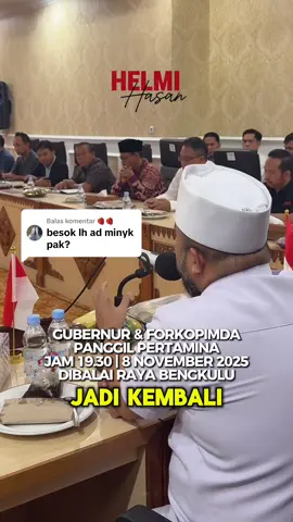 Membalas @￶￶🍓🍓 Membalas Pertemuan Gubernur dan Forkopimda mengundang langsung Pertamina untuk Mengetahui Soal BBM yang kembali Langka di Bengkulu dan Mencari Solusi Terbaik (8 November 2025) 19.30 WIB di Balai Raya Provinsi Bengkulu. Pertamina Mengatakan Tanggal 9 November 2025 Jam 08.00 WIB Kapal Pembawa BBM Di Bengkulu sampai Pelabuhan Pulau Baai Isi Pertemuan Durasi Panjang bisa dilihat di Link Bio di atas 🙏