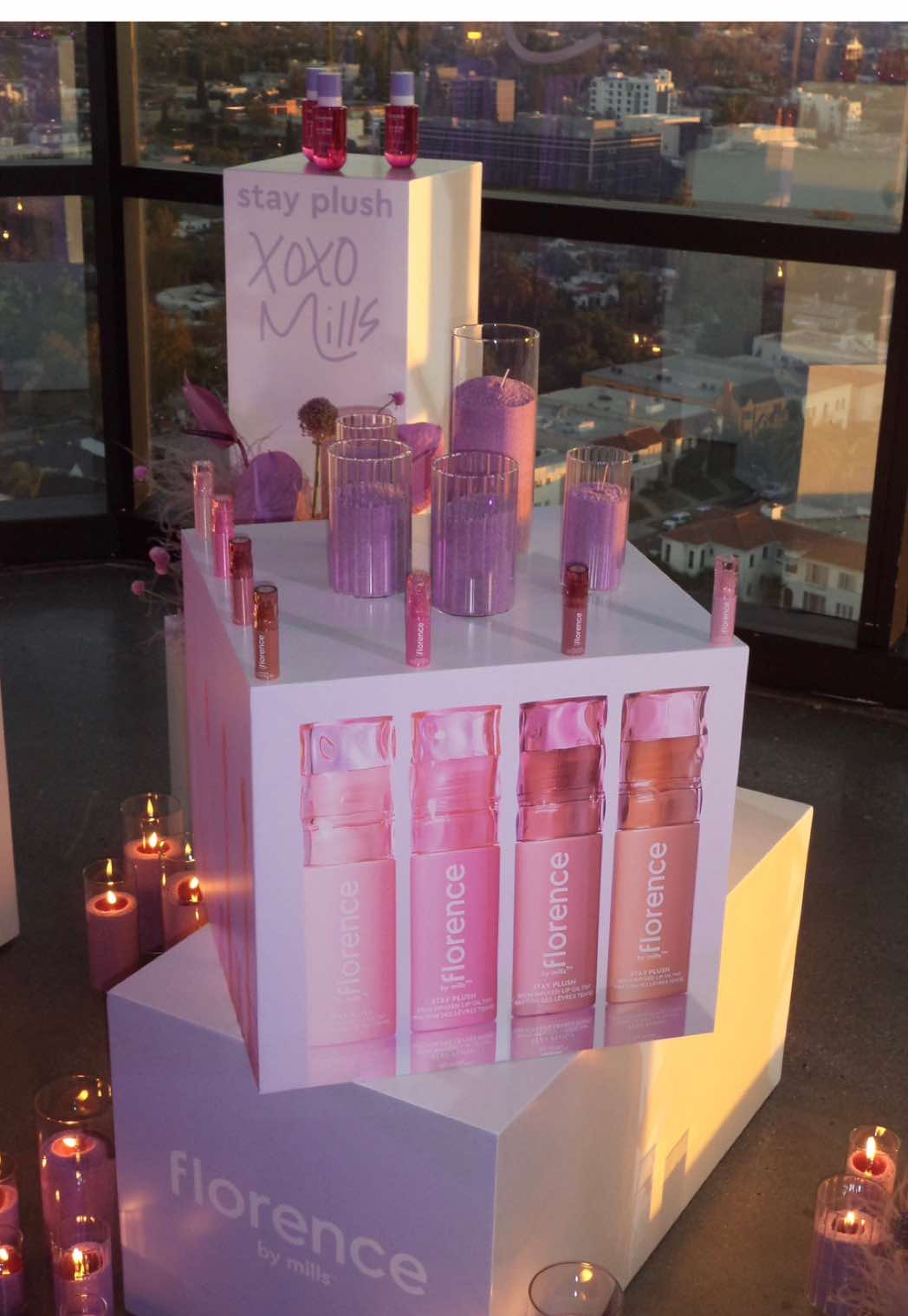 last night was so plush 💋💜 celebrating stay plush lip oil with mills and all of our besties in LA xx #florencebymills #milliebobbybrown 