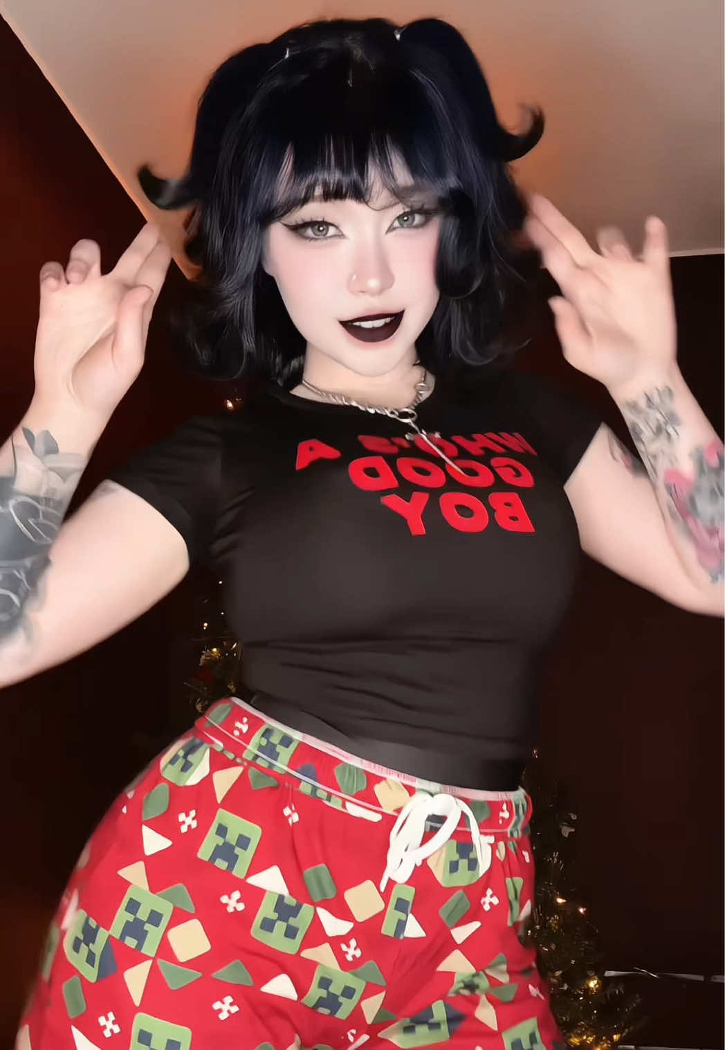 Happy Saturday!! I got new pajama pants!! what do you think? :3 #altgirl #egirl #altoutfit #gothgirl #throwback2020 