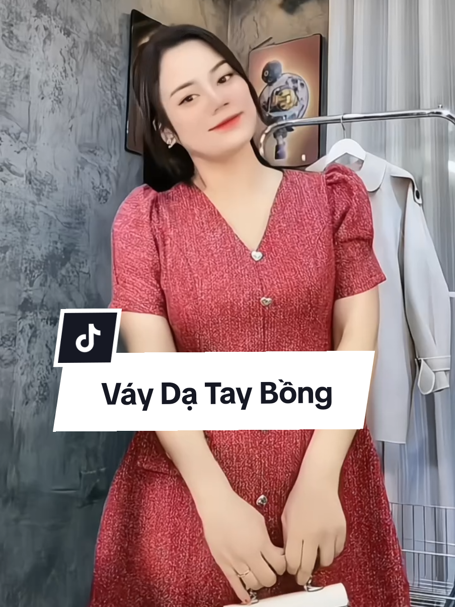 Váy Dạ cổ tim dáng xòe tay bồng #vayxinh #vaynu #vaynubigsize 