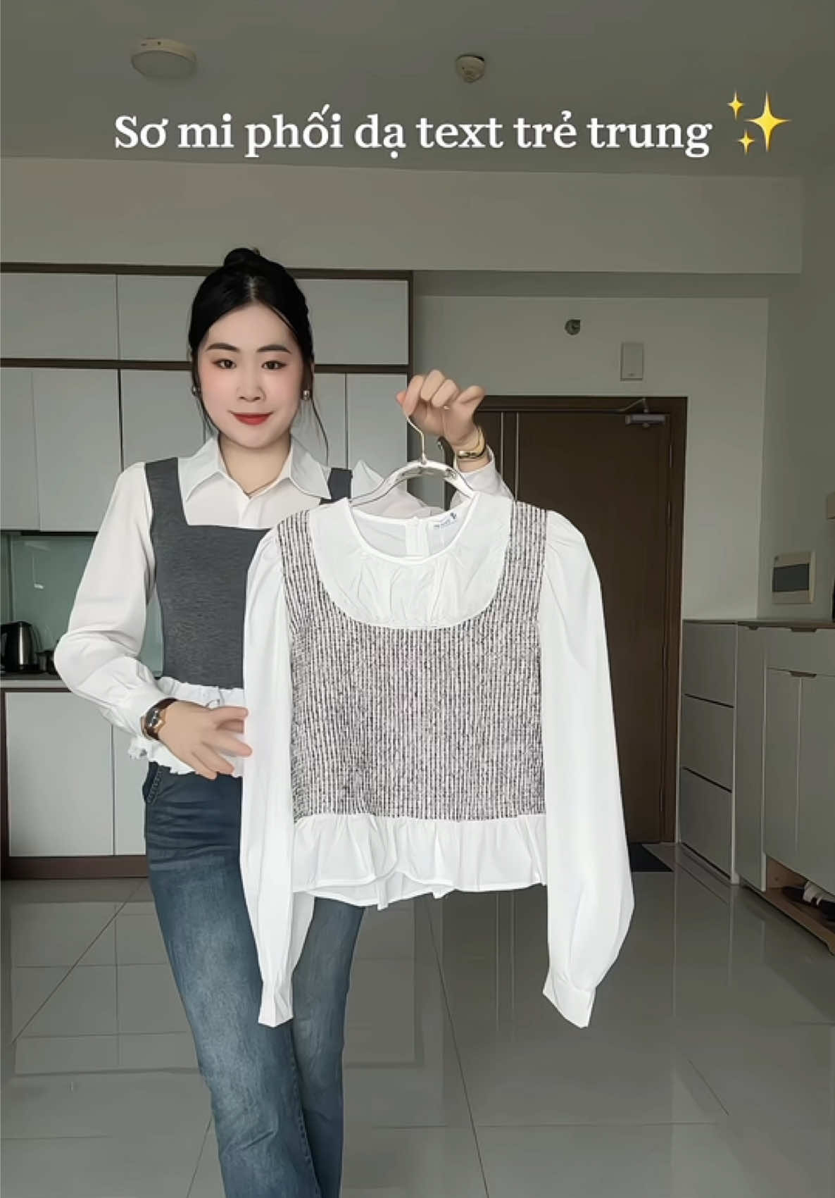 Sơ mi phối dạ text #stdesign #somi #aosimi #phoidoxinh #goclamdep 