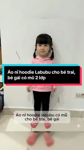 Áo nỉ hoodie Labubu Áo nỉ có mũ cho bé trai, bé gái mũ 2 lớp in hình Labubu chất nỉ bông mềm mịn cho bé 6-30kg ##thoitrangtreem##quanaomuadong##quanaotreem##aoni##muadong