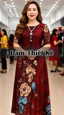 Đầm dài lụa tuyết – họa tiết hoa sang quý, mặc lên auto thanh lịch ✨ #damtrungnien #damdep #vaydai #thoitrangnu #vayhoathi