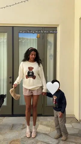 A little matching moment with my mini— love sharing both our outfits but starting to protect his face/privacy as he gets older. The internet is a scary place sadly.  Also, my social media is about me and how I make space for myself in motherhood. While I love sharing my moments that fill me up, which obviously include him, I don’t want him to ever feel like he is a product or accessory on my page.  These little wiggle dances give me so much joy, and I love that he loves doing them with me. One day these will be memories and so I am going to continue creating these but won’t be sharing his face anymore 🥺. But hope you enjoy our matching sweaters!! . . #momstyle #momfashion #momoutfit #toddlerstyle #MomsofTikTok 