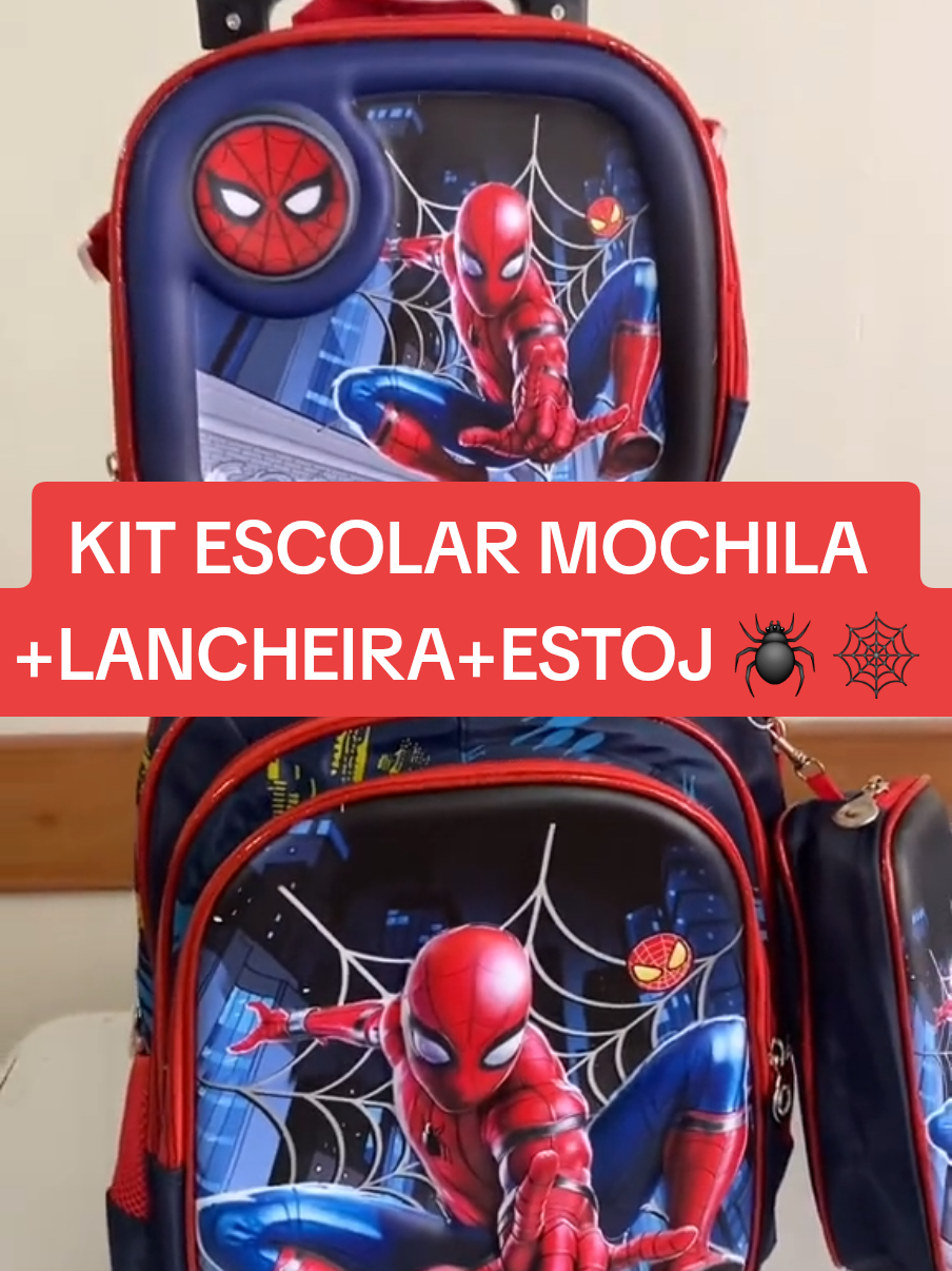 Kit Mochila de rodinhas com lancheira e estojo escolar Homem aranha.  #kitescolar #homemaranha #mochila #acheinashopee #vitrinedigital1822 