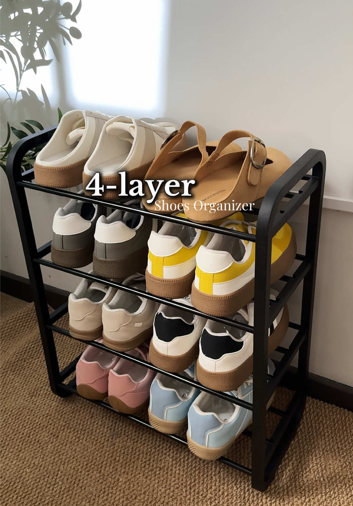 •	“Keeping it neat with this 4-layer shoes organizer 🤍” #shoesorganizer #shoerack #fyp 