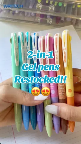 THEY’RE BACK‼️Can’t decide which pen color to choose? 🎨 Try the 2-in-1 Gel Pens! Each one is perfectly paired with two colors, giving every page of your notes a unique style!✨ #pen #pentest #backtoschool #stationery #tiktokshop 