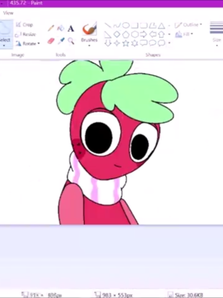 How I draw.animate since people were asking. I don't like using a tablet so I draw using the curve tool (with a mouse) in MS paint (I don't use layers lol). Backgrounds and overlays are added afterwords in gimp. This took me like 10 minutes. #dandyworld #dandysworldsprout #dandysworlddandy #drawing