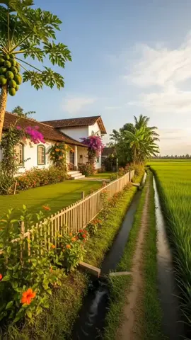 Hamparan hijau menari di bawah mentari, daun padi bergetar lembut disapa angin pagi. Embun menitik di ujung helai kehidupan, seperti doa sunyi dari bumi yang bersyukur diam-diam. #natute #alam#tiktok#vibes#kampung 