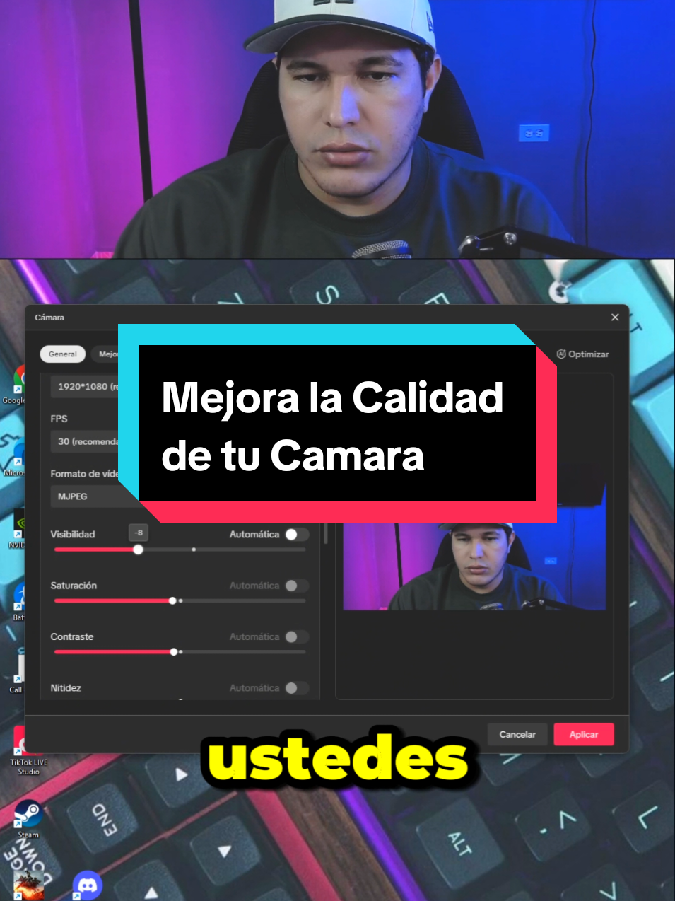 Mejora la calidad de tu Camara en tu Stream. #stream #mejoratustream #mejoratucamara #calidad #obs 