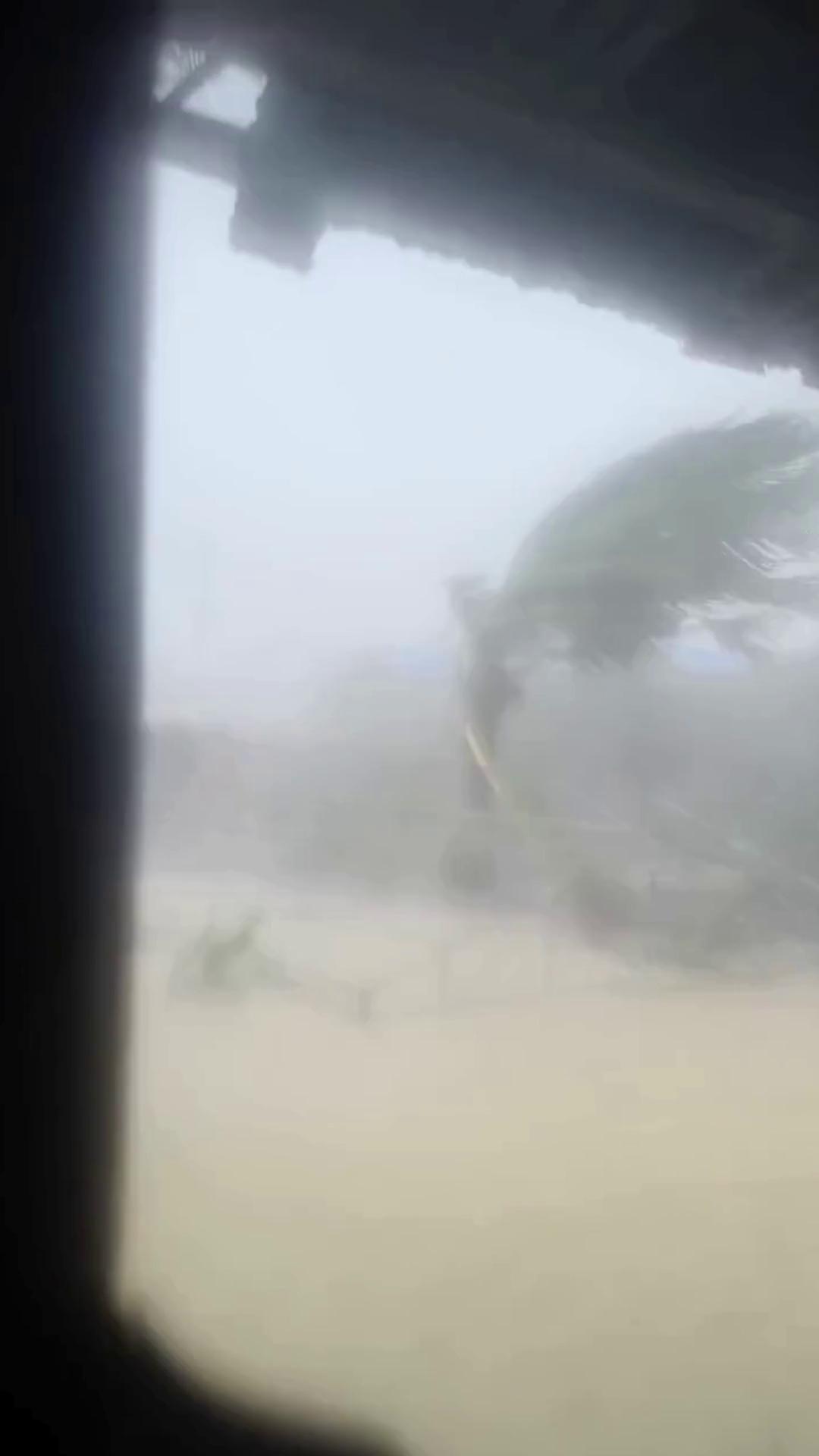 Halos zero visibility na ang nararanasan sa Barangay Ibong Sapa sa Virac Catanduanes as of 11:15 AM, Nov. 9, dahil sa malakas na ulan at hangin na dala ng Super Typhoon #UwanPH. Video courtesy: Kamorevents Aldea via GMA Regional TV News