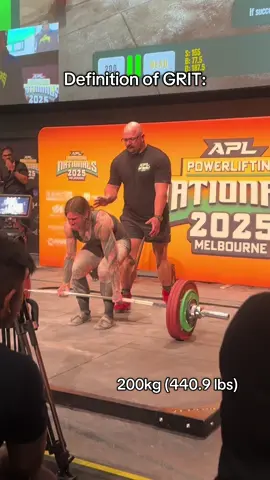 To have GRIT means to possess a combination of passion and perseverance for achieving long-term goals. POWERLIFTING demands GRIT… You will FAIL more than you will WIN… And you will fail PUBLICLY if you choose to compete.  LEARN from these fails… Because they are there to TEACH you! 200kg (440.9 lbs) has been a GOAL of mine for so long… TWO days ago I tried this weight and failed…  I turned to my coach and said “please let me try one more time”  I lifted the bar today with no intention of letting go 🤘 And I gave it everything 🖤 #grit #strongwomen #powerlifting #powerlifter #pr 