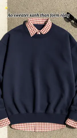 Áo sweater xanh than form rộng phối sơmi#sweaterxanhthan#aosweaternam#phongcachhanquoc#aothunformrong#outfitnam