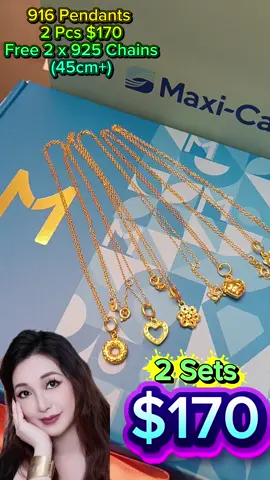 Maxi-Cash  916 Pendants  2 Sets $170 Free 2 x 925 Chains  (45 cm+) Selected A,B,C,D or E  Remarks: A+C, B+E  are popular choice.  Grab more before it's gone! While Stock Last only! #Createtowin #chain #916gold #916 #pendant 