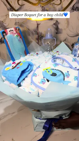 Every new mom & new born deserves a diaper Boquet🤭💙 For Bookings & Enquires send us a dm on WhatsApp: 07051968856 #fyp #viralvideos #supriseplannerinbenin #beninsuprisevendor #diaperboquet #newmom #boychild 