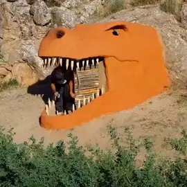 Building Dinosaur Face Shaped like Survival Shelter #Outdoors #bushcraft #camping #survival 