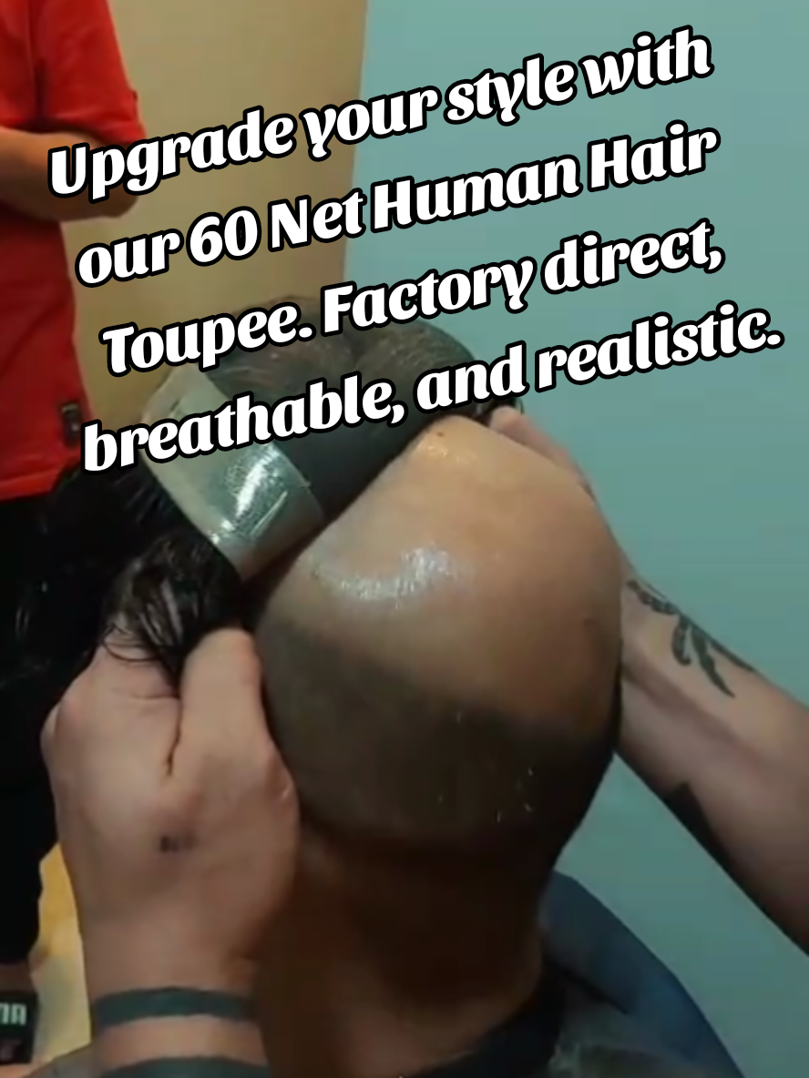Upgrade your style with our 60 Net Human Hair Toupee. Factory direct, breathable, and realistic. Shop now! 💯 #HairUpgrade #MensStyle #ToupeeLife #HairFashion #Grooming