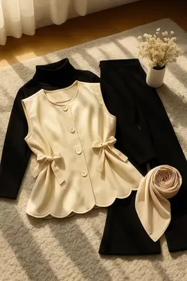 Setelan wanita Remaja Kekinian (Baju Outer Vest Cherish, Inner, Celana Cutbray Hitam, Bella Square) One Set Cewek Masa Kini AS4V#set #setelanwanita #outer #oneset 