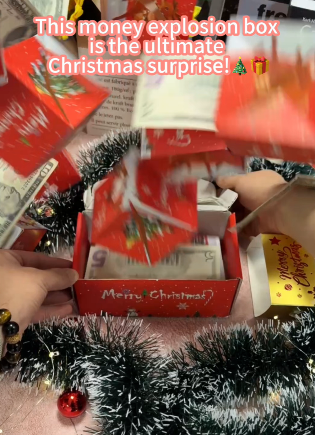 Dollars money box surprise #christmasgift #cashstuffing #moneyclip #christmasmoney #cashbox 