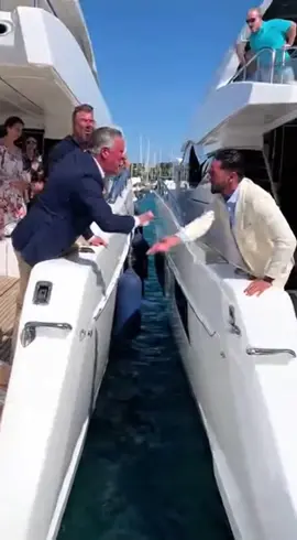 Rich guys gone wrong Two businessmen crashed their yachts in the open sea and started fighting like it’s a reality show. Seconds later — both overboard, yachts damaged, egos sunk. Money can’t buy coordination. #wow #ai #fail #really #crash             