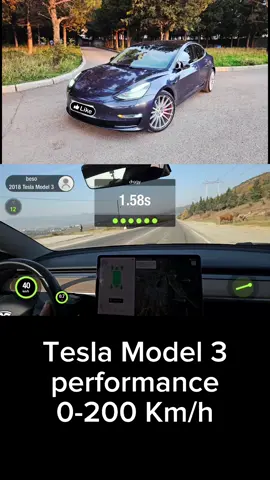 Tesla Model 3 performance 0-200 Km/h #acceleration #speedy #drag #tesla 