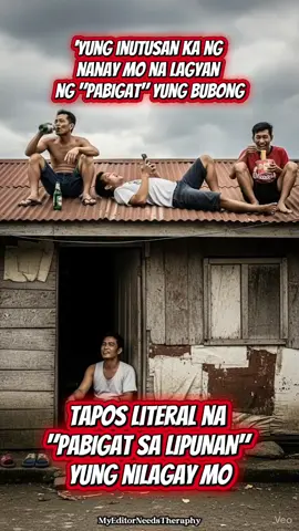 “Sinabihan lang ni nanay na lagyan ng pabigat sa bubong bago dumating ang bagyo… pero literal na pabigat sa lipunan ang nilagay ko. 💀🌪️” 👉 Team Bubong Defense Squad: Tambay, Palamunin, at Professional Chismoso. #PinoyHumor #LiteralNaPabigat #TyphoonReady #BagyongUwan  #StaySafePH 