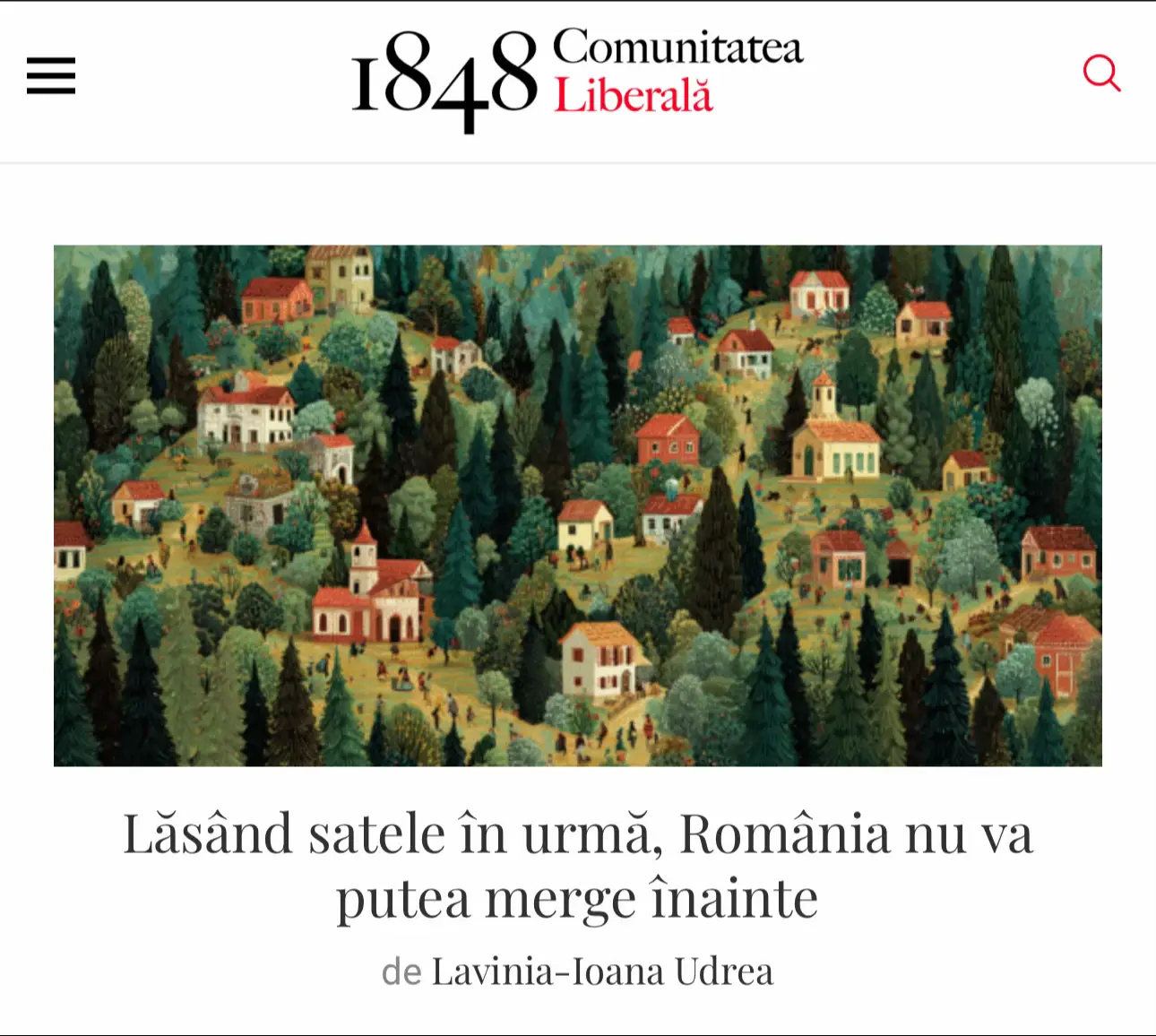 🔹 Lăsând satele în urmă, România nu va putea merge înainte 🔹 👉 În noul meu articol publicat pe @Comunitatea Liberala vorbesc despre realitatea dureroasă din mediul rural: comunități ignorate, oameni forțați să plece la muncă în străinătate, educație și sănătate subfinanțate și administrații locale care preferă să țină satele dependente, nu dezvoltate. Dar mai ales — vin cu soluții concrete care trebuie luate în considerare pentru a schimba această realitate. De la investiții inteligente și educație civică, până la implicarea tinerilor și femeilor, transparență și parteneriate locale care creează încredere și dezvoltare reală.  📌 Modernizarea nu se face cu promisiuni, ci cu proiecte, consecvență și lideri pricepuți care să lucreze în beneficiul comunității pe care o reprezintă.  📚 Citește articolul complet aici 👇👇👇  https://comunitatealiberala.ro/lasand-satele-in-urma-romania-nu-va-putea-merge-inainte/ Dă mai departe dacă vrei ca satele să devină motoare de dezvoltare, nu locuri uitate pe harta României.