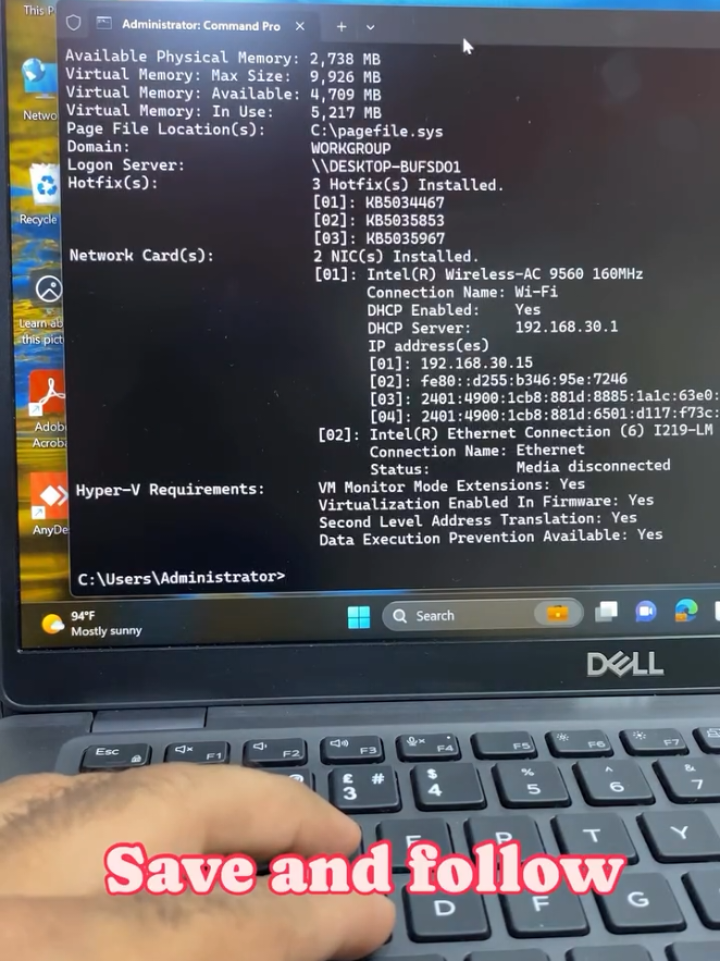 Shortcut command for system information 💡|| #computer #laptop #Tech #wifipassword #reels 