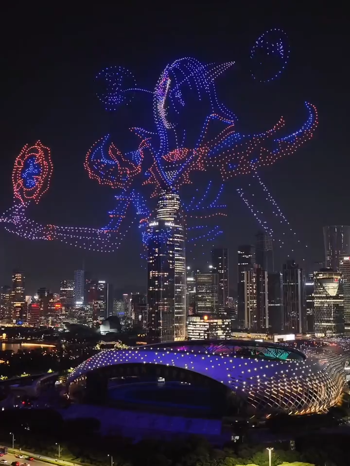 Calling all WoW fans! Sylvanas takes over the night sky in an epic World of Warcraft-themed drone show in Shenzhen, China. #China #Culture #beauty #fireworks