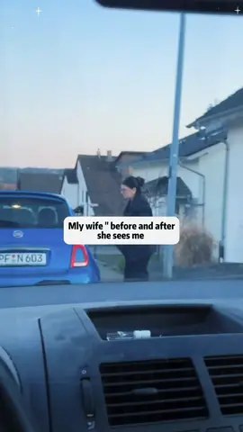 My wife before vs after seeing me 🤣#couple #wife #foryou #husbandwife #viratiktok 