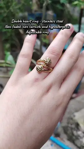 Double heart ring - stainless steel 
