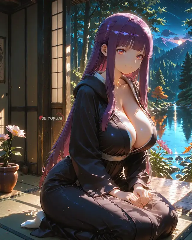 Magic rests, mind wanders 💭✨ 勉学の灯り、揺るがぬ心 💗 Fern from Sousou no Frieren reading by a window at sunset—lantern glow, forest panorama, and serene study vibes Wanna know more? 🍑 🔸Join Seiyoku's Eden community! Public, free, and premium content available. Life is better with waifus 💓 Check it out! 🔗 ‼️ This artwork was made with AI Generator. --------------🌺 💥 Keywords: Fern, Sousou no Frieren, mage apprentice, reading book, window sunset, forest view, lantern light, white dress, calm mood, contemplative, anime scenery, high detail #animegirl #fern #sousounofrieren #frierenbeyondjourneysend #animefyp 